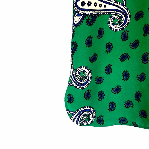 Zara Basic Green Paisley Top Button Down Small - Picture 6 of 8